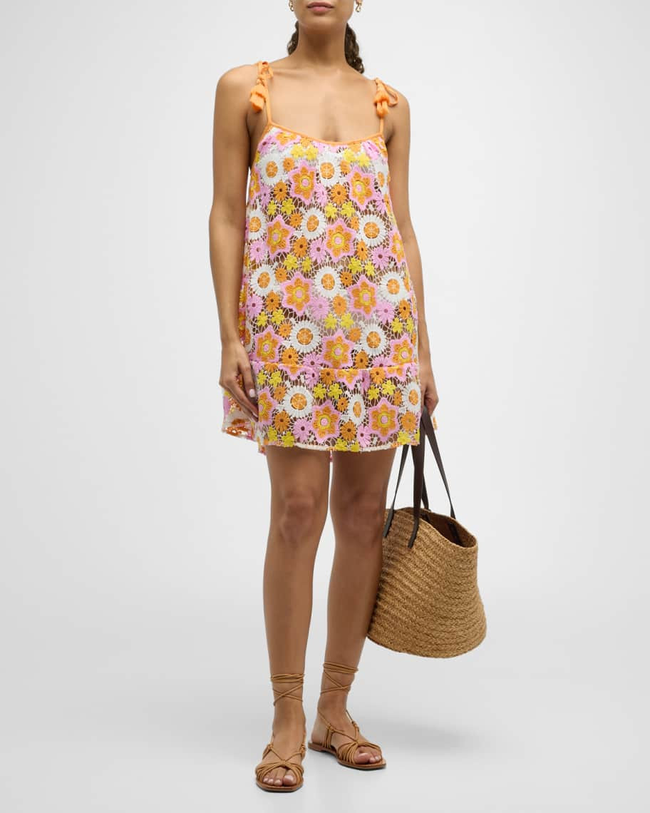 Imani Floral Crochet Mini Dress | Neiman Marcus