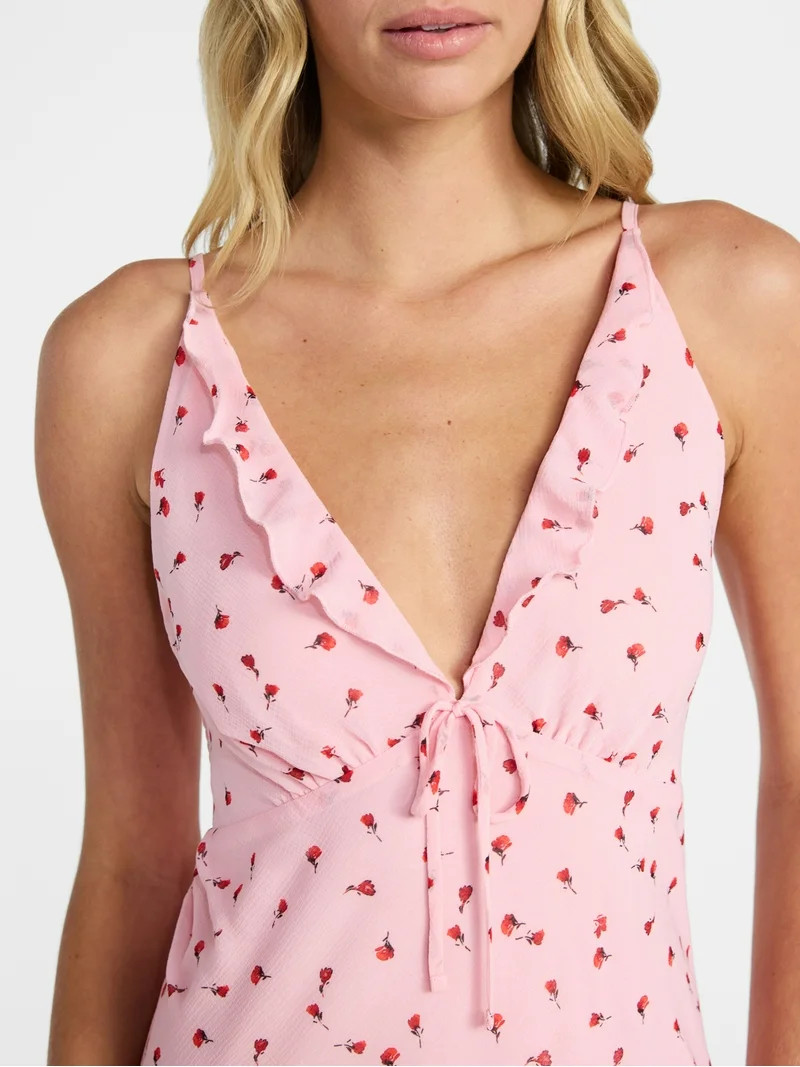 No Boundaries Sleeveless Ruffle Midi Dress, Women's XXS-XXL | Walmart (US)