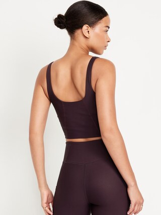 Light Support PowerSoft Ribbed Longline Sports Bra | Old Navy (US)