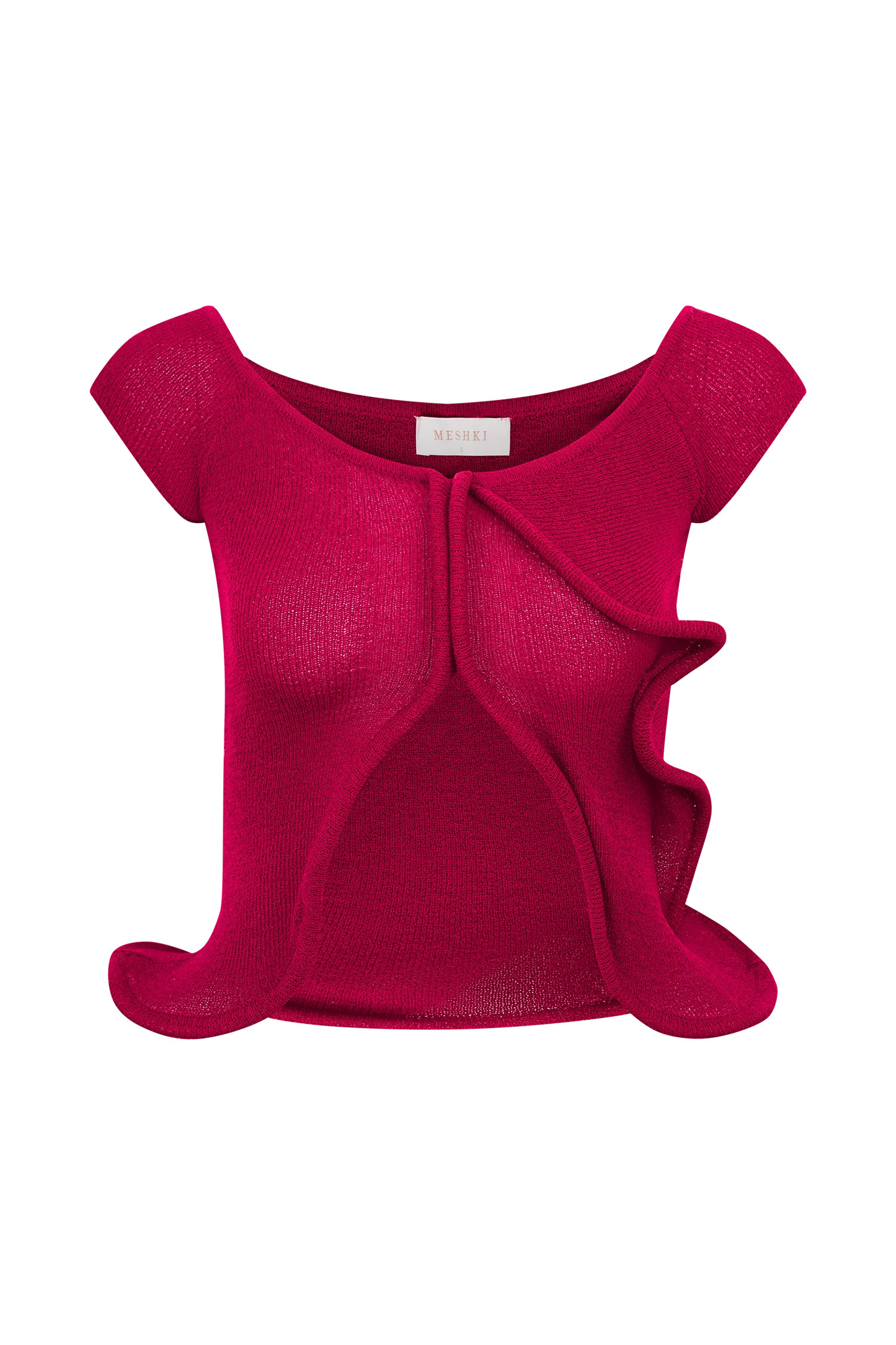 Haisley Off Shoulder Knit Top - Raspberry | MESHKI US