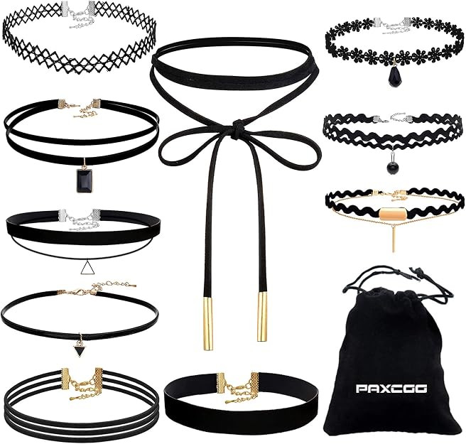 PAXCOO Black Choker Necklaces Set for Women | Amazon (US)