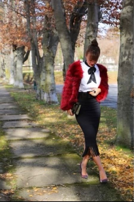 Fall + Winter Fashion - Fur Coat - Red- Heels - Shoes - Skirt - Black - Clothing - Clutch

#LTKSeasonal #LTKstyletip #LTKFind