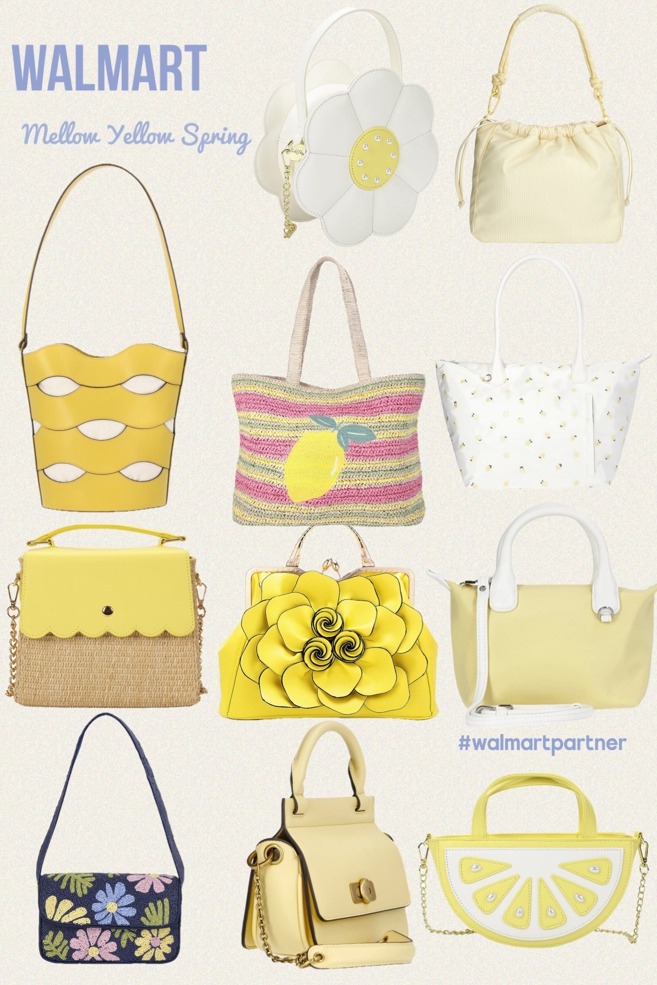 Walmart mellow yellow spring handbags 

#LTKOver40 #LTKSeasonal