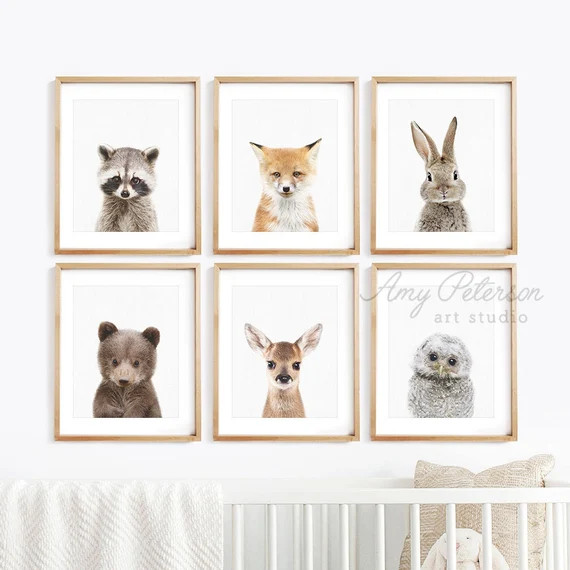 Woodland Animal Print Set of 6 Shipped Woodland Nursery Art | Etsy | Etsy (US)