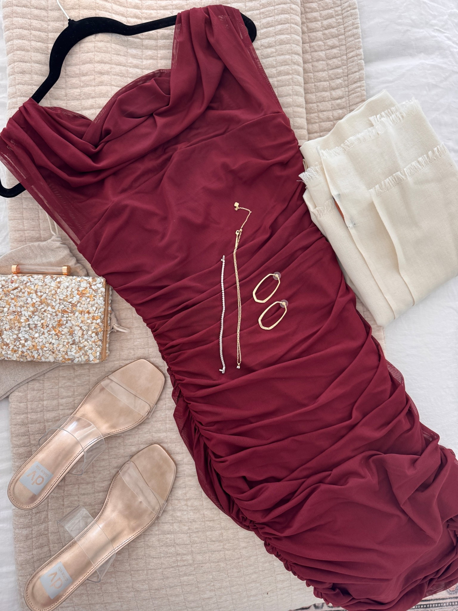 Valentines Date Night Outfit 

The deep burgundy/Merlot color of this dress is so perfect for a warm autumn complexion - I’m so happy to be getting a second wear out of this dress that I purchased in the fall for a wedding from @Anthropologie 

Of course I have my staple  @Quince silk wrap and @dolcevita clutch and heels. 

This is my favorite style - simple, glam, with a little sexy  

#LTKValentine #LTKootd