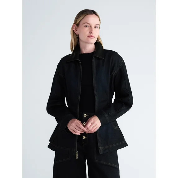 Scoop Women's and Women's Plus Peplum Denim Jacket, Sizes XS-4X | Walmart (US)