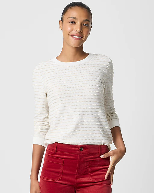 Metallic-stripe Teddie sweater | J.Crew Factory