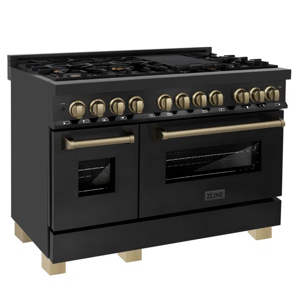 ZLINE Autograph 48" Legacy Dual Fuel Range in Black Stainless Steel | Wayfair North America