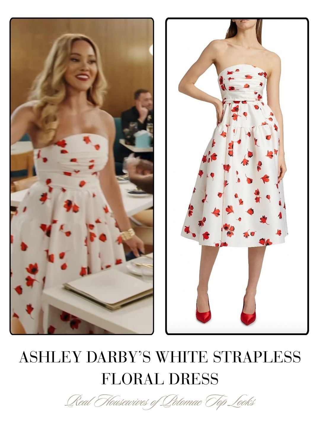 Ashley Darby’s White Strapless Floral Dress 