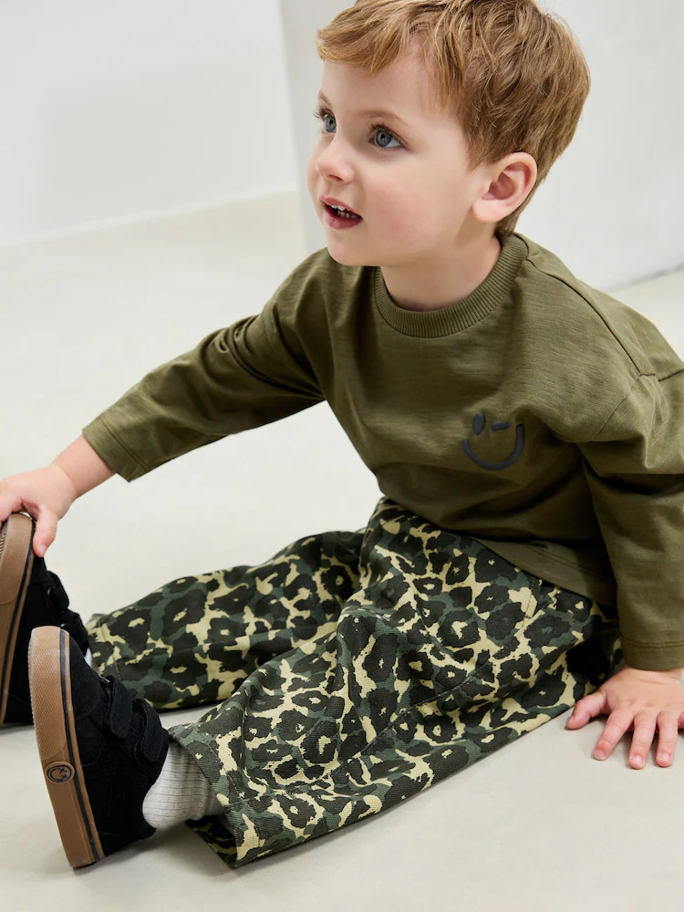 Green Leopard Print Pull On Wide Trousers (3mths-7yrs) | Next US