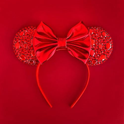 Red Sparkle Mickey Ears, Red Mouse Ears, Red Rhinestones Mouse Ears | Amazon (US)