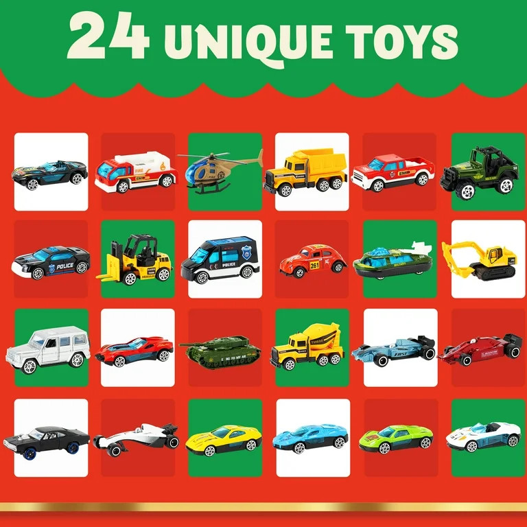 SYNCFUN Christmas Advent Calendar with cars for Kids, 24 Days Countdown Calendar Toys with Diecas... | Walmart (US)
