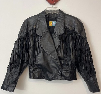 Vintage G-III Womens Medium Leather Fringe Motorcycle Western Jacket- USA! M001 | eBay US