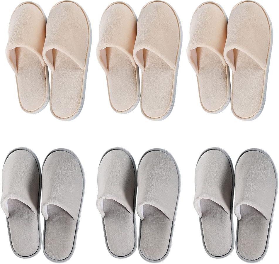 OSTADARRA 6-10 Pairs Spa Slippers, Non Slip Disposable Slippers For Guest, Washable Reusable, Whi... | Amazon (US)