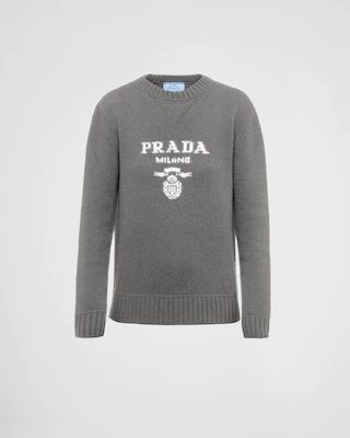 Cashmere and wool Prada logo crew-neck sweater | Prada Spa US