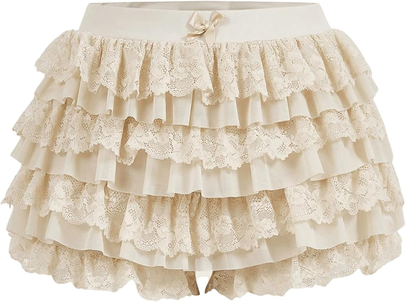 Women's Y2k Ruffle Shorts Lace Lolita Bloomers Elastic Waist Bow Front Shorts Micro Boyshorts | Amazon (US)