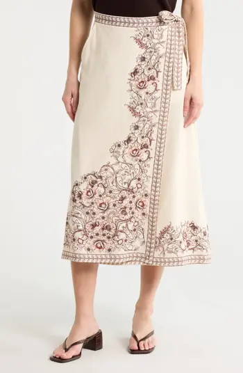 MAX STUDIO Floral Border Wrap Skirt | Nordstromrack | Nordstrom Rack