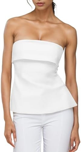 Strapless Tube Tops for Women Going Out Bandeau Trendy Summer | Fold Over, Side Split, Off the Sh... | Amazon (US)