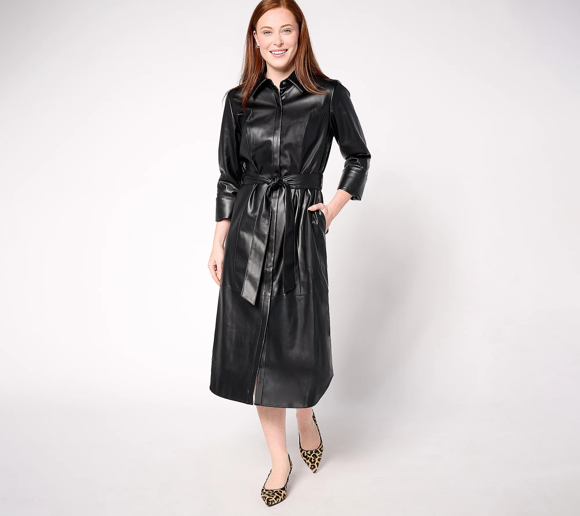 Carla Rockmore Collection Regular Faux Leather Lady Shirtdress | QVC