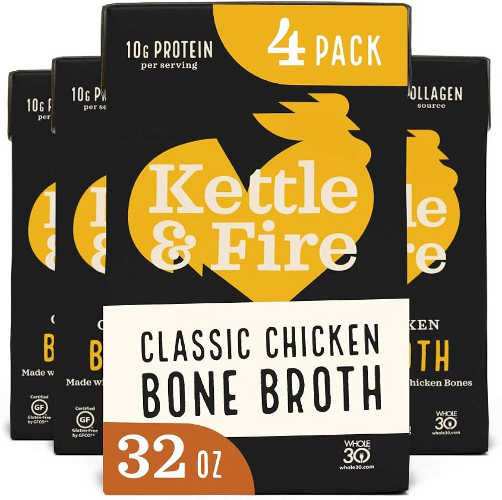 Kettle and Fire Classic Chicken Bone Broth | Keto, Paleo, and Whole 30 Approved | Gluten Free | H... | Amazon (US)