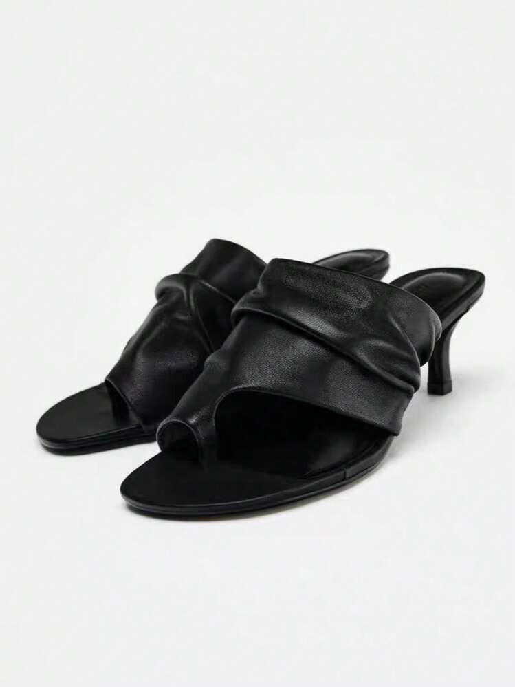 Women's New Summer Suede Peep Toe Stiletto High Heel Sandals, Khaki | SHEIN