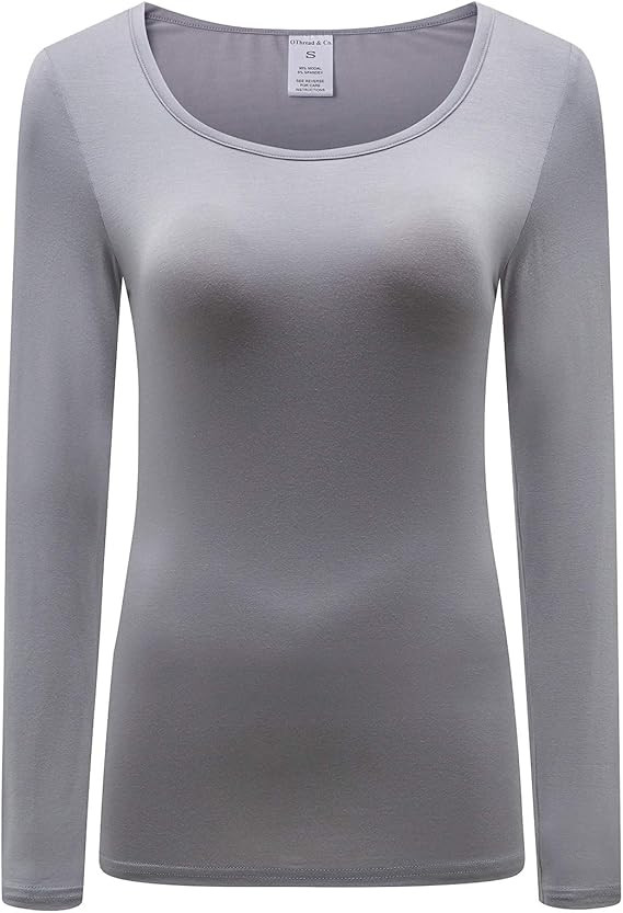 OThread & Co. Women's Long Sleeve T-Shirt Scoop Neck Basic Layer Stretchy Shirts | Amazon (US)