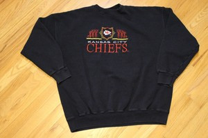 Vintage 90s Kansas City Chiefs Embroidered Sweatshirt XL Black Logo Athletic VTG  | eBay | eBay US