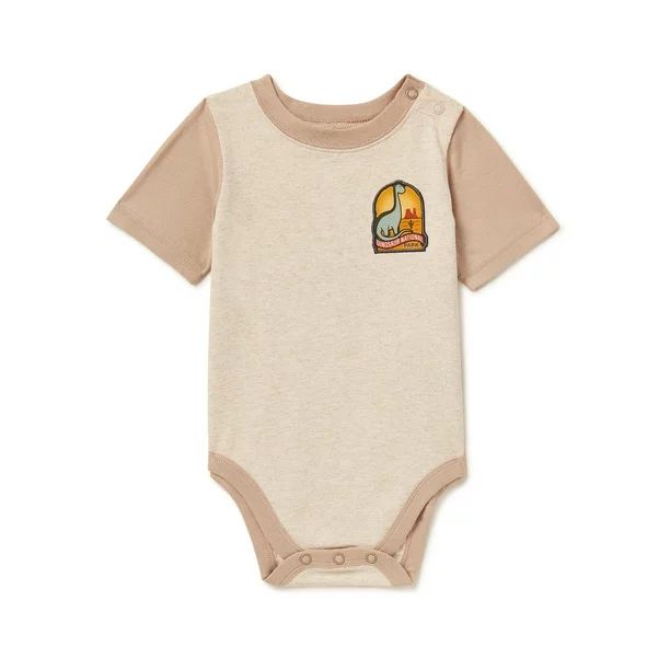 Garanimals Baby Boys Short Sleeve Patch Bodysuit, Sizes 0 Months-24 Months - Walmart.com | Walmart (US)