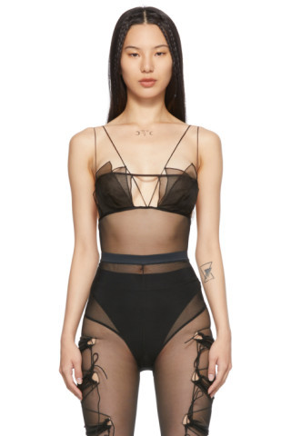 SSENSE Exclusive Black Triple Bra Bodysuit | SSENSE