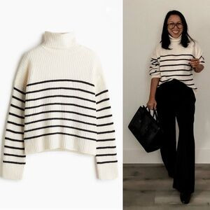 White/Black Striped Turtleneck Sweater (S, M) | Poshmark