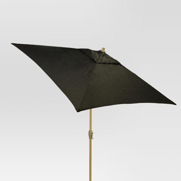 6.5' Square Umbrella - Black - Light Wood Finish - Threshold™ | Target