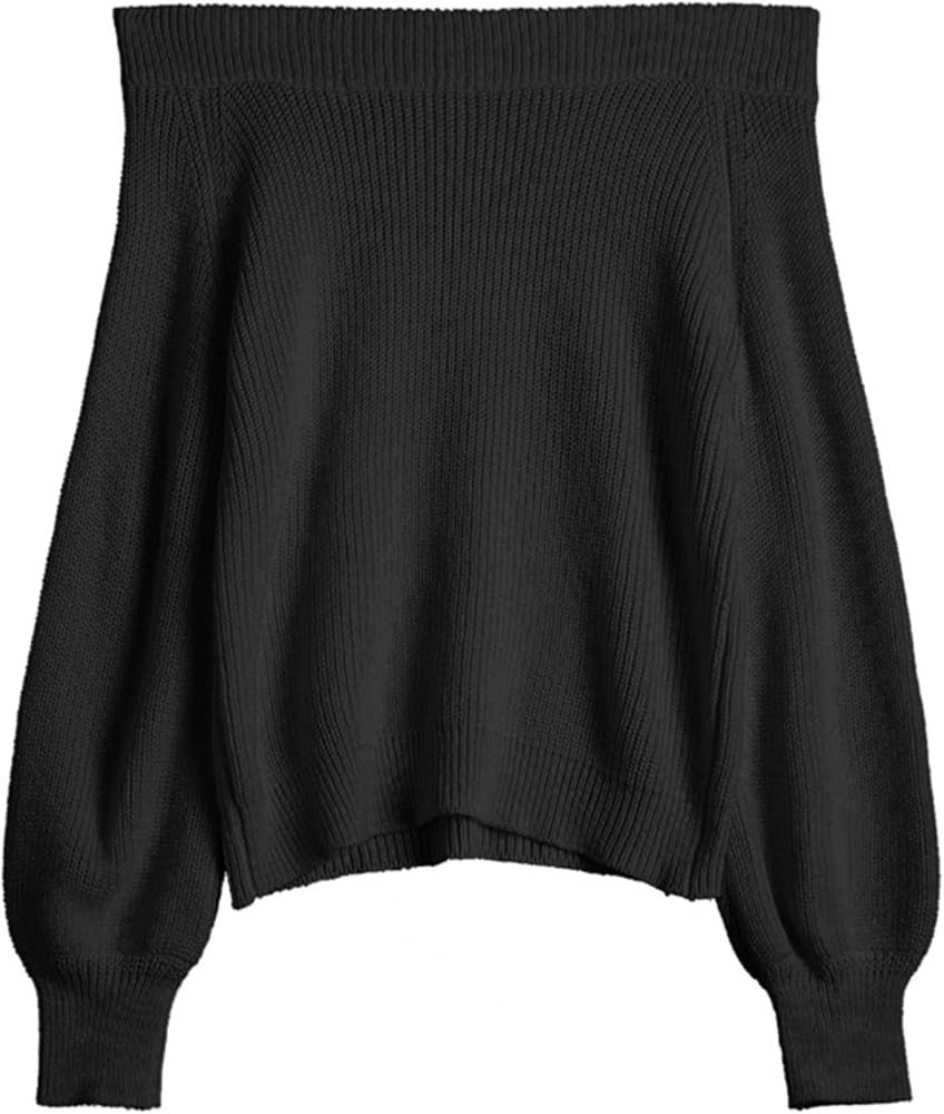 ZAFUL Sweaters for Women Off Shoulder Knit Sweater with Long Sleeve Loose Pullover Jumper Tops | Amazon (US)