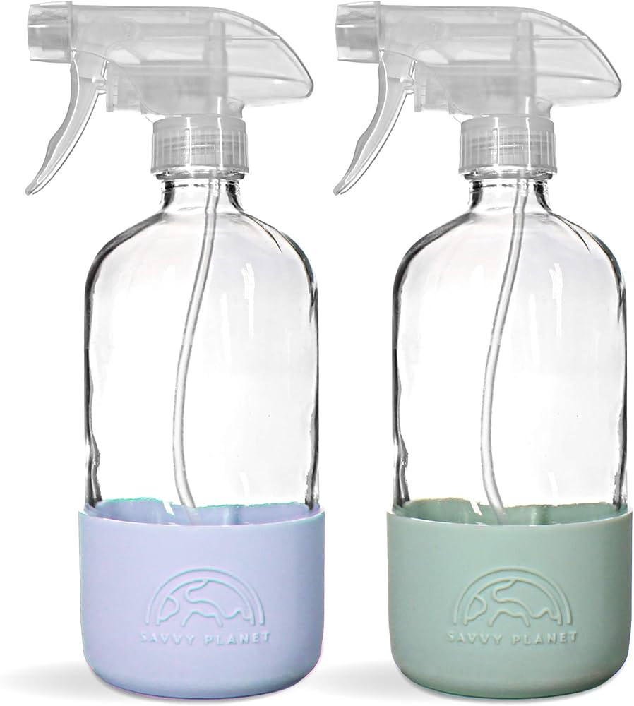 Glass Spray Bottles for Cleaning, Silicone Sleeve Bottom for Protection, Reusable Glass Spray Bot... | Amazon (US)