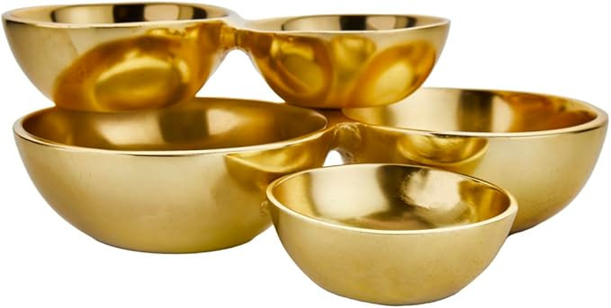 Godinger Gold Metal Cluster Appetizer, Dessert, Fruit Bowls, Set of 5 | Amazon (US)