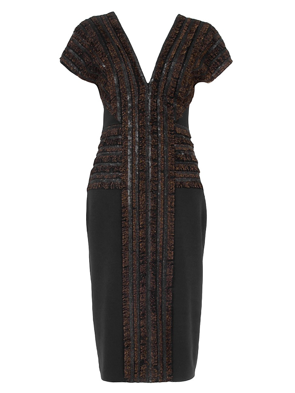 Women's Neoprene V-Neck Fring Dress - Black Bronze - Size 2 | Saks Fifth Avenue