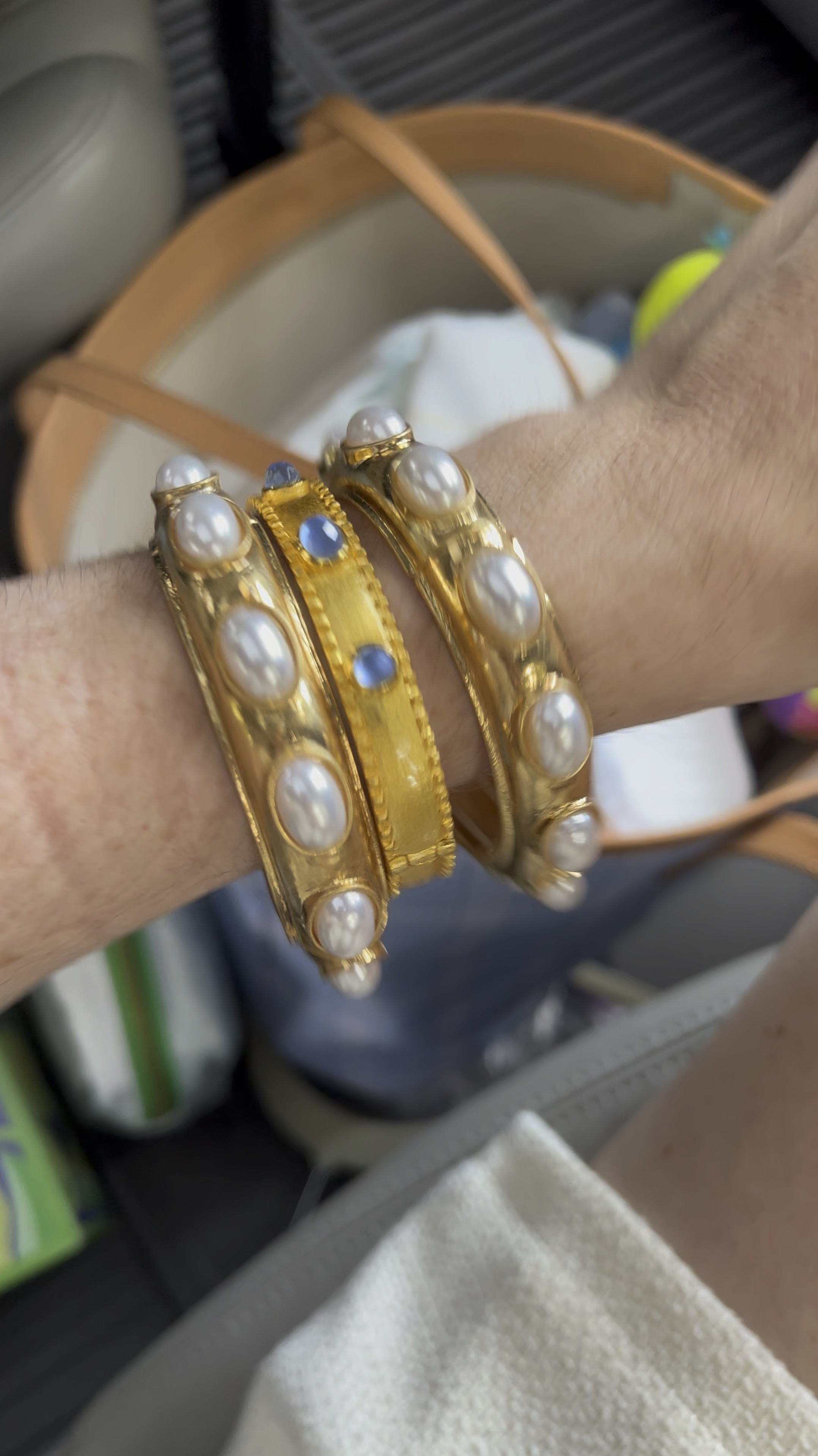 Seeing some questions about my bracelets. I designed the pearl bangles for my collection with Caroline Hill! I love wearing a single one, or doing a little wrist symmetry and mixing in another bracelet between two. Sometimes I stack all 3 for a statement.  Such a good deal, too  

#LTKFindsUnder50 #LTKVideo