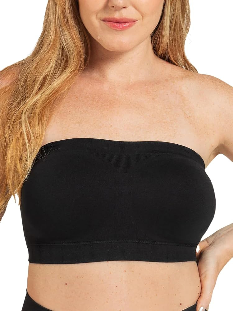 SHAPERMINT Strapless Bra, No-Slip Wireless Bandeau with Sewn-in Cups | Amazon (US)