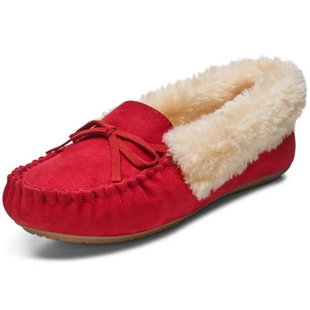 AlpineSwiss Leah Womens Shearling Moccasin Slippers Faux Fur Slip On House Shoes | Walmart (US)