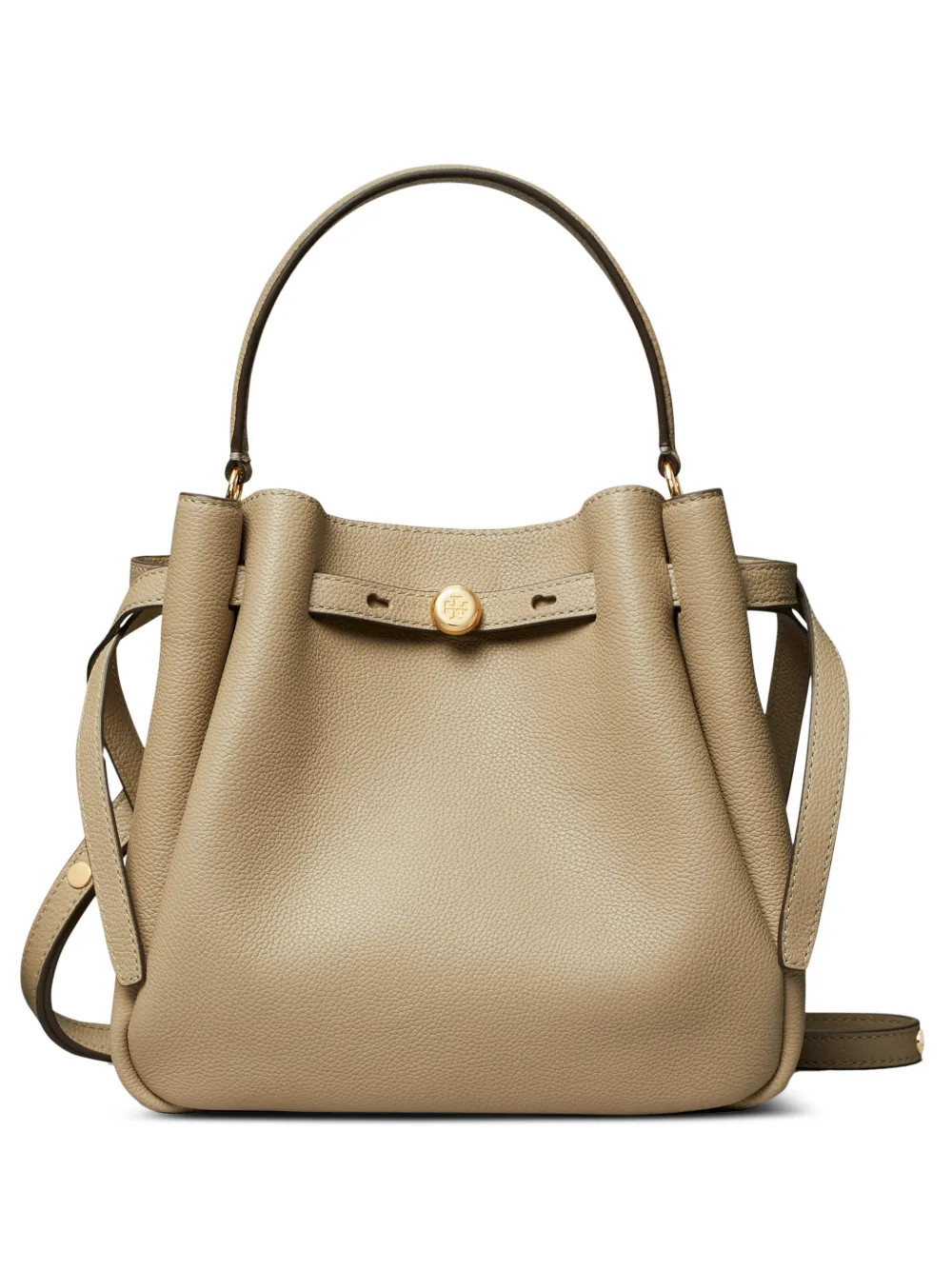 Tory Burch Romy logo-plaque Pebbled Leather Bucket Bag | Neutrals | FARFETCH | Farfetch Global