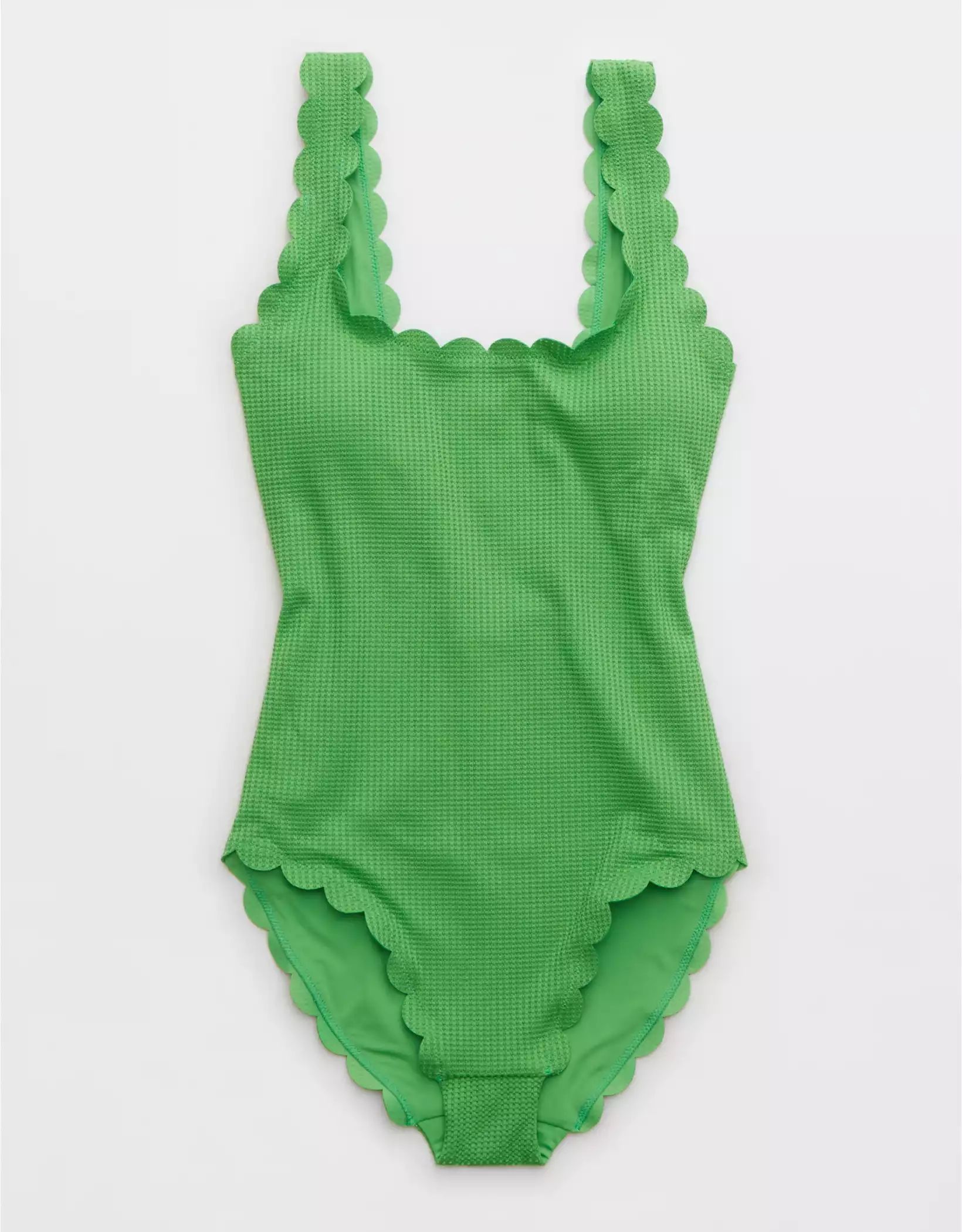 Aerie Waffle Scalloped One Piece Swimsuit | Aerie