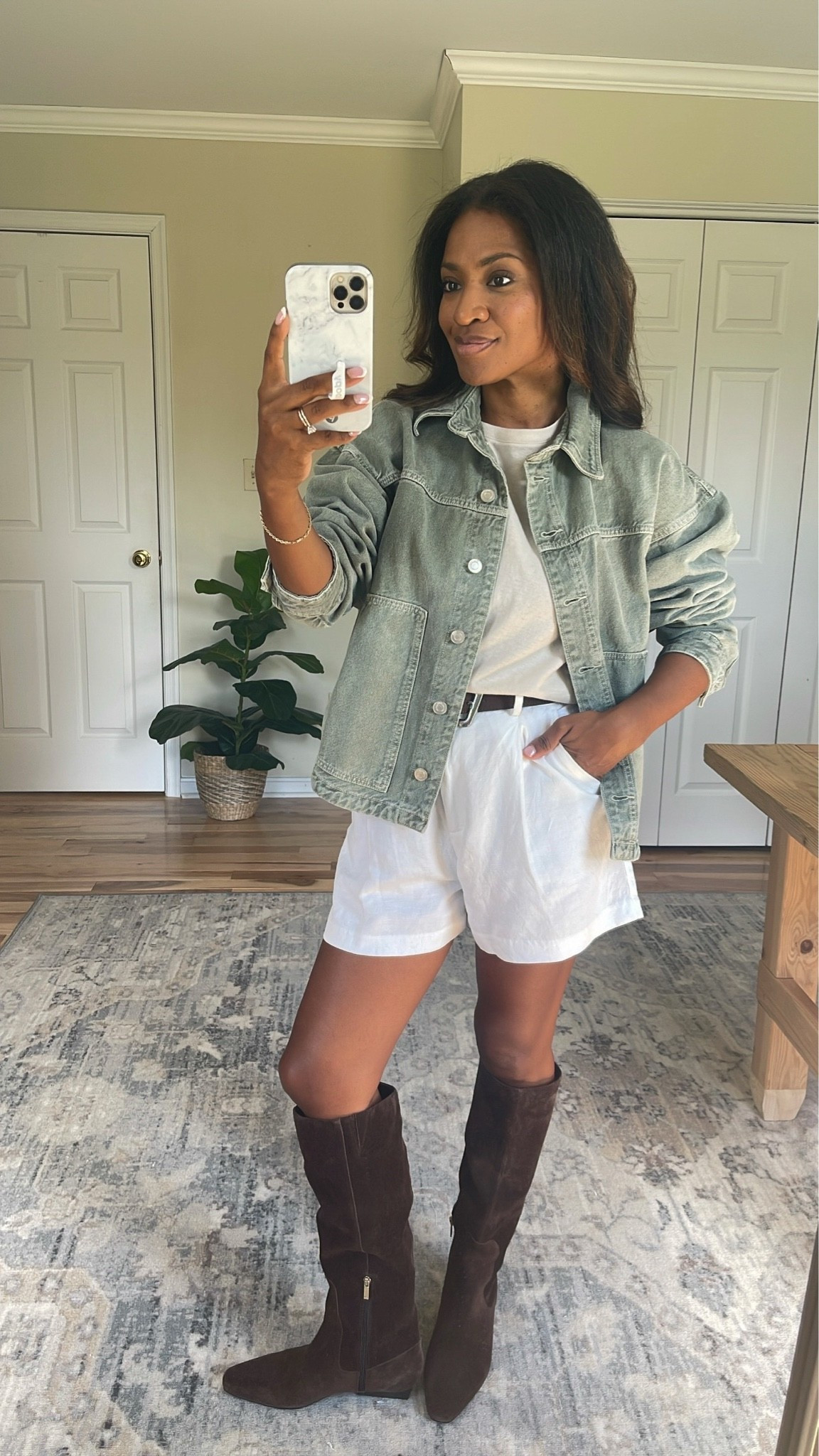 Wearing a small in the green denim jacket. Small in shirt and small in shorts (linking similar shorts)

#LTKgrwm #LTKootd #LTKOver40