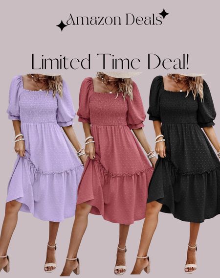 Amazon deals / PRETTYGARDEN Women's Summer Casual Midi Dress Spring Puff Sleeve Square Neck A-line Flowy Boho Floral Smocked Dresses

#LTKFindsUnder50 #LTKOver40 #LTKWedding