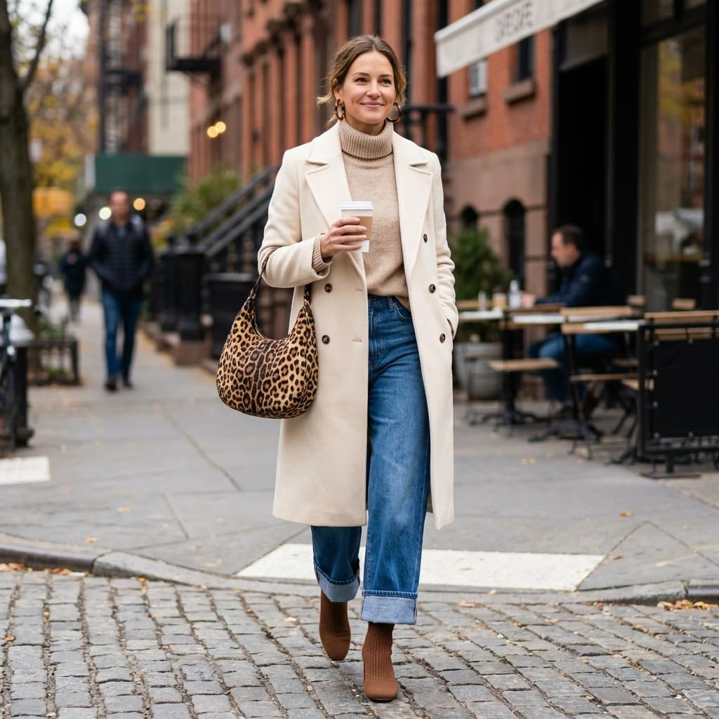 Stay cozy and stylish in fall with this chic turtleneck sweater and wide-leg jeans combo. Perfect for those chilly days! 

 #LTKdayinmylife #LTKootd #LTKTall