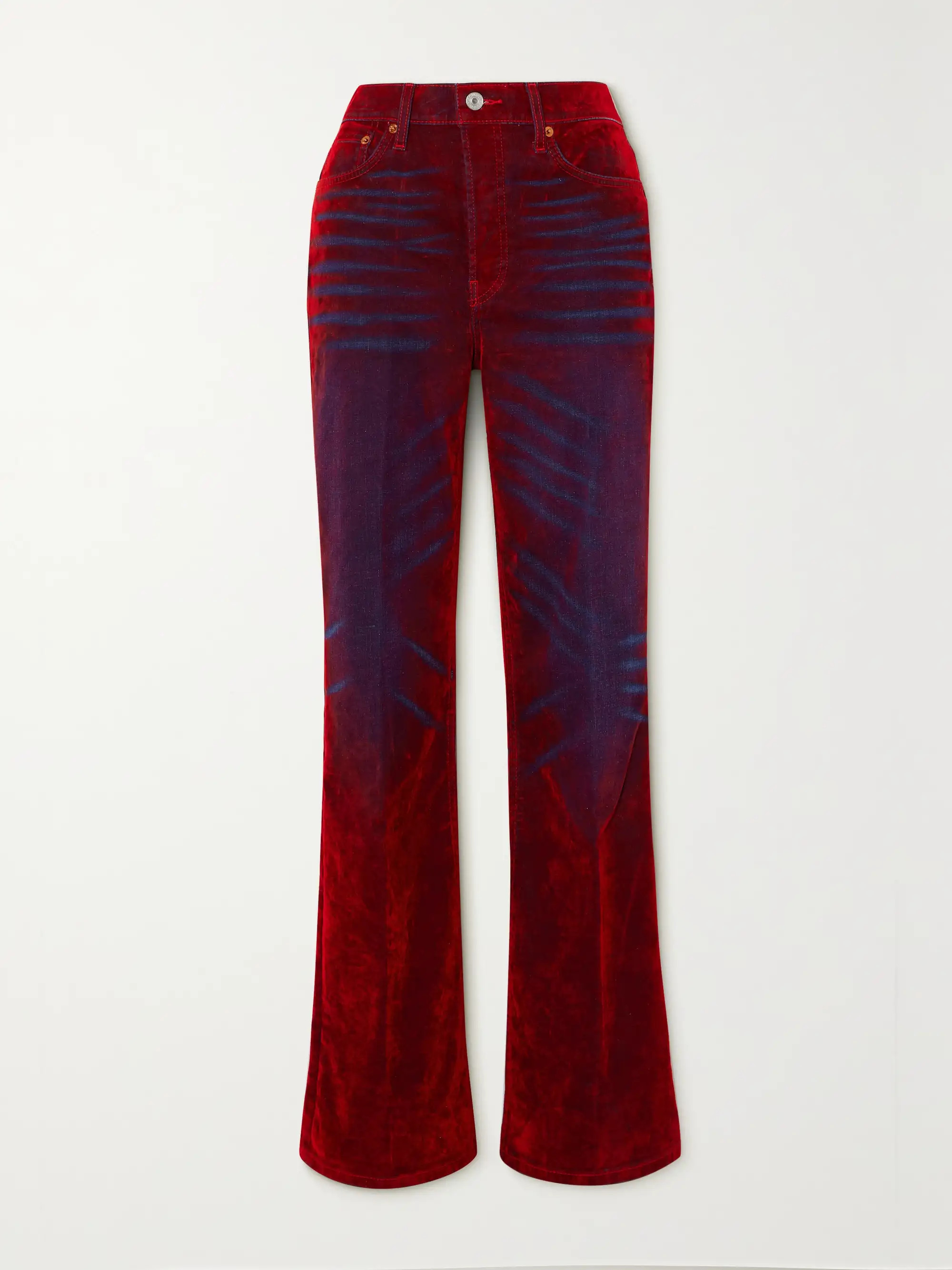 70s Bootcut distressed velvet and denim bootcut pants | NET-A-PORTER (US)