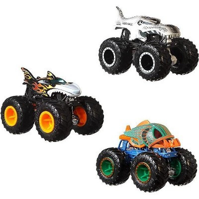 Hot Wheels Monster Trucks Creature 3-Pack, 1:64 Scale Toy Trucks: Shark Wreak, Piran-ahh & Mega-Wrex | Target