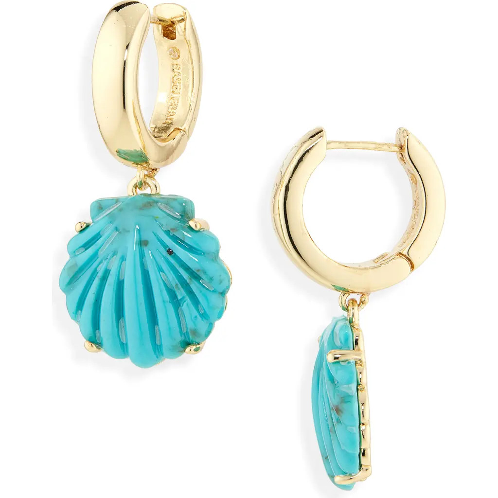 BaubleBar Elia Shell Hoop Earrings in Turquoise at Nordstrom | Nordstrom