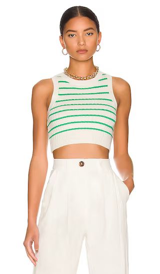 Phoebe Ultra Crop Vest in White and Green in White & Green | Revolve Clothing (Global)