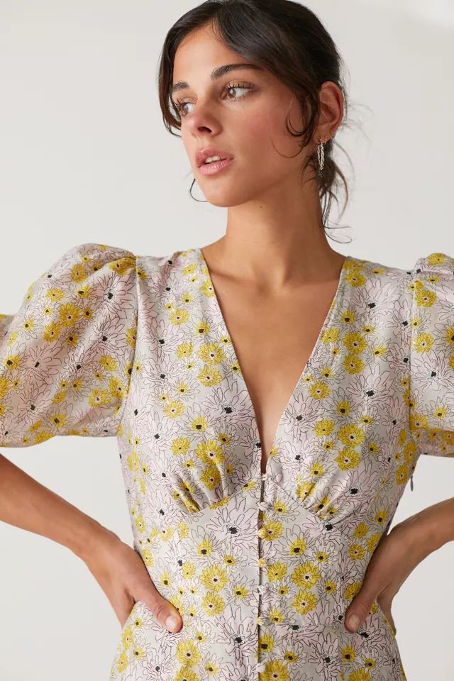 MINKPINK Mitta Linen Floral Midi Dress | Urban Outfitters (US and RoW)