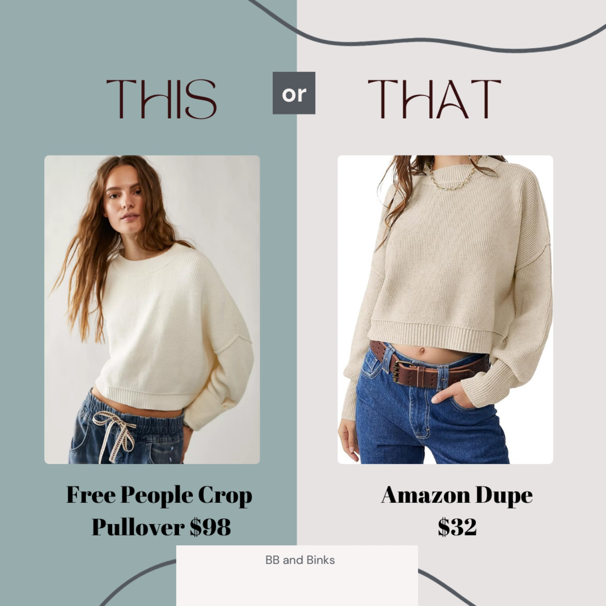 This or That!
Free People vs Amazon
$98 vs $32

#LTKstyletip #LTKsalealert #LTKxPrime