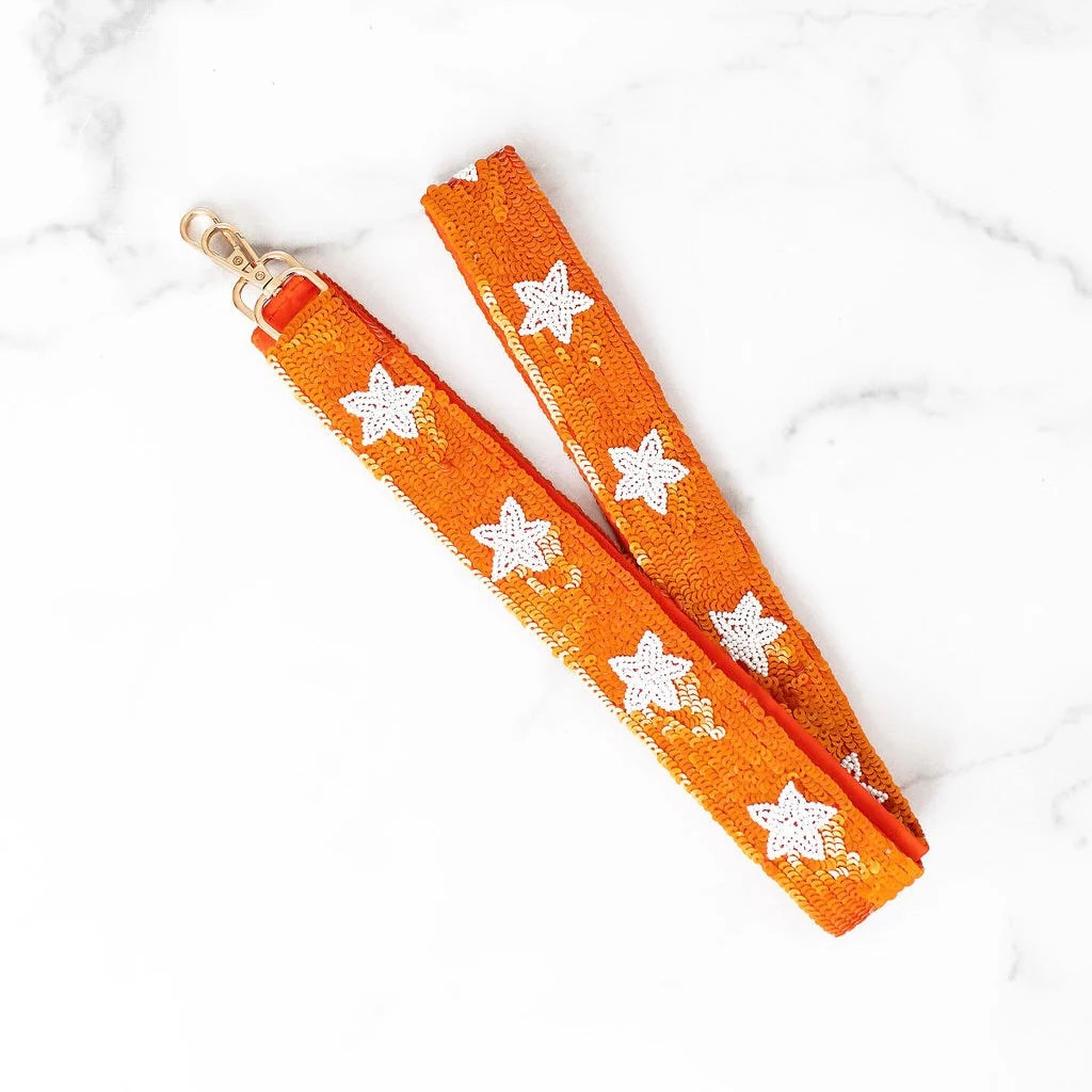 Orange with White Stars Purse Straps | Golden Thread LLC